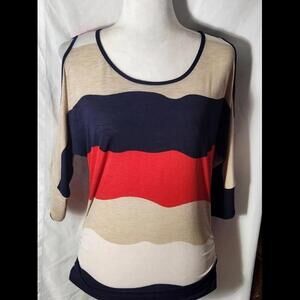 (Gb17) Papaya slit sleeve asymmetrical stripes, M